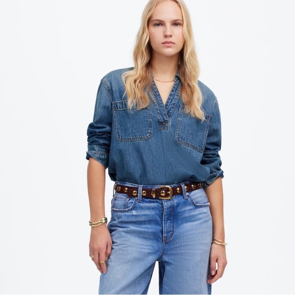 J. Crew Tops - Madewell Denim Popover Tunic Shirt in Ector Wash